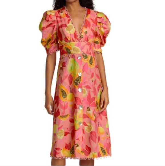 FARM Rio Pink and Yellow Midi Dress - Picture 2 of 13